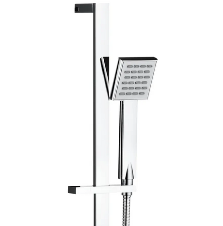 TARAN Shower Rail with Square Handheld Shower Piece - Chrome