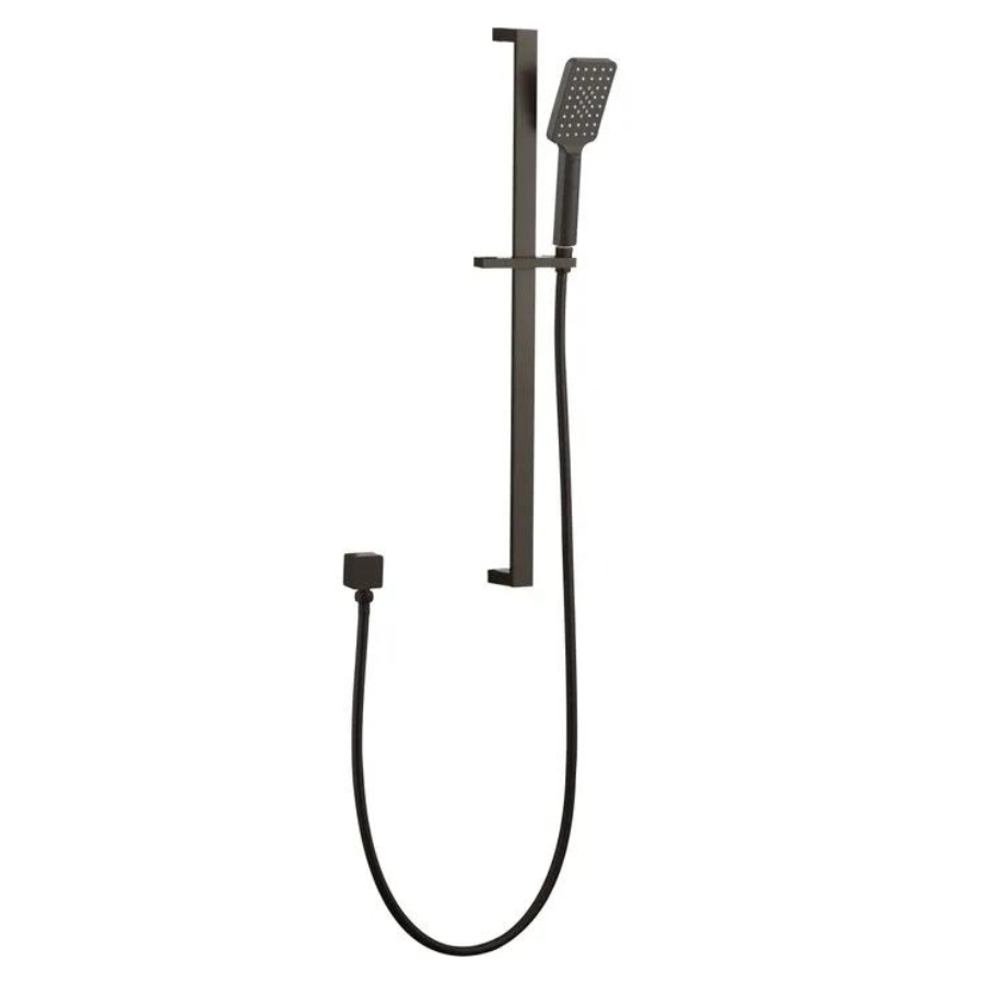 TARAN Shower Rail with Square Handheld Shower Piece - Brushed Gun Metal