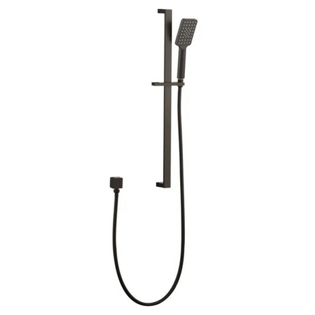 TARAN Shower Rail with Square Handheld Shower Piece - Brushed Gun Metal