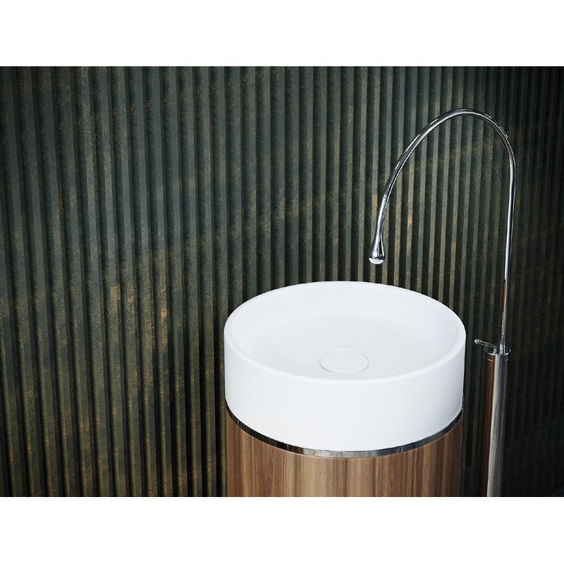 Tesoro Chrome Frame Solid Surface Free Standing Basin (White) - Clearance