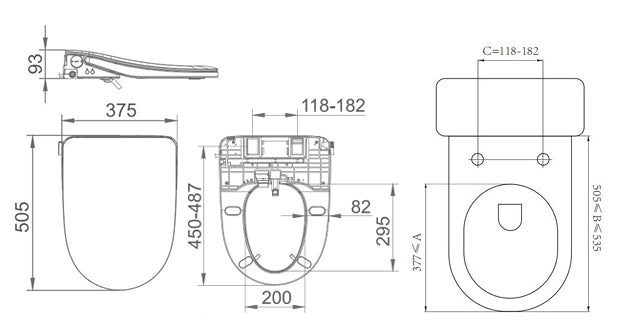 THEA Standard LUNA Rimless Back to Wall Smart Toilet Suite