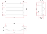 Thermorail Curved/Round 600x420x150mm 45Watts 4 Bars