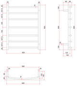 Thermorail Curved/Round 600x800x150mm 80Watts 7 Bars