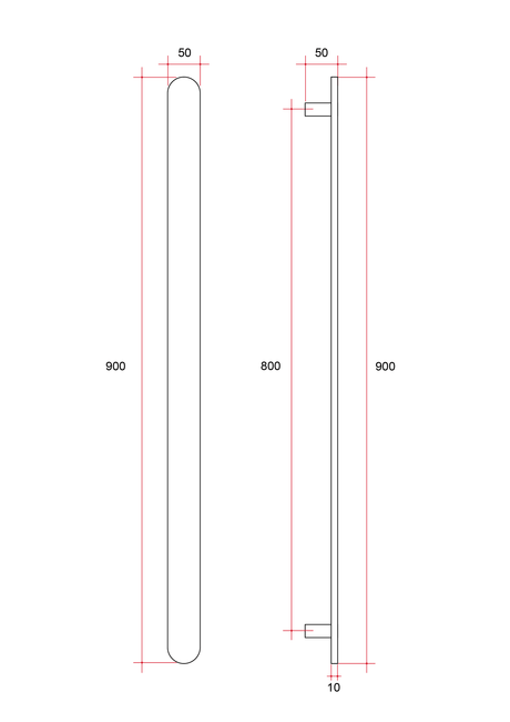 Thermorail Flat/Pill 12Volt Vertical Bar 900x50x50mm 20Watts