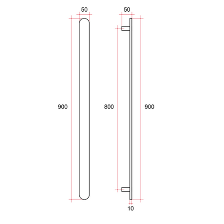 Thermorail Flat/Pill 12Volt Vertical Bar 900x50x50mm 20Watts