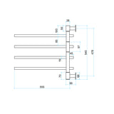 Thermorail Non-Heated Swivel, Straight/Square 600x540x99mm 4Bars