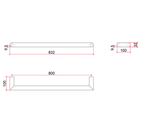 Thermorail Round Single Rail -832x32x100mm- 23Watts