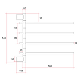Thermorail SV41 Polished Swivel Heated Towel Rail - W595xH540xD104mm