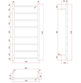 Thermorail Straight/Round 530x1120x122mm 80Watts 8 Bars