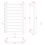 Thermorail Straight/Round 530x700x122mm 76Watts 8 Bars