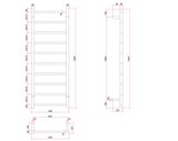 Thermorail Straight/Square 450x1200x120mm 89Watts 10 Bars