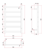 Thermorail Straight/Square 500x800x120mm 81Watts 6 Bars