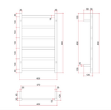 Thermorail Straight/Square 600x800x120mm 104Watts 6 Bars