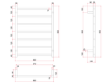 Thermorail Straight/Square 600x800x120mm 83Watts 7 Bars