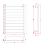 Thermorail Straight/Square 800x1160x120mm 153Watts 10 Bars