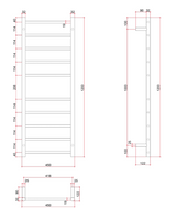 Thermorail Straight/Square 800x1160x120mm 217Watts 10 Bars