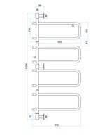 Thermorail Swivel, Straight/Round 570x1260x99mm 88Watts