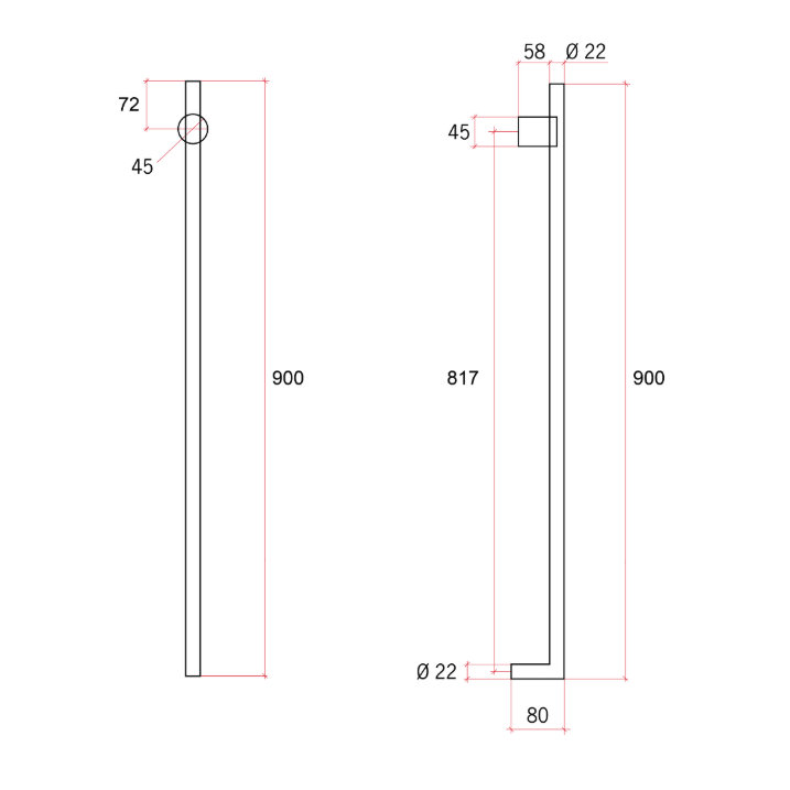 Thermorail Thin Round 240Volt Vertail Rail 45x9000mm 15Watts