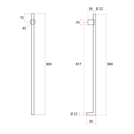 Thermorail Thin Round 240Volt Vertail Rail 45x9000mm 15Watts
