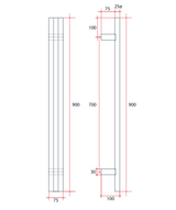 Thermorail Triple Tube 12Volt Vertical Bar 900x75x100mm 27Watts