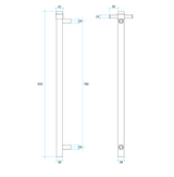 Thermorail Unheated Straight/Round Vertical Bar 900x142x100mm