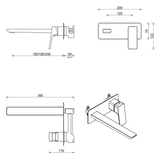 Tiago Wall-Spout Combo - 1P - TRIM KIT ONLY-185mm