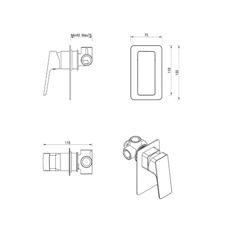 Tiago Shower Mixer – TRIM KIT ONLY