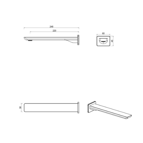 Tiago Straight -Bath Spout