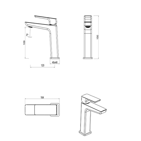 Tiago Straight Spout Basin Mixer