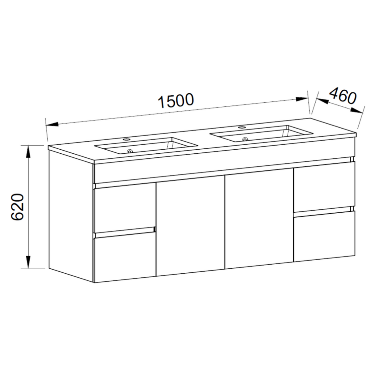 Timberline BARGO Wall Hung Vanity (All Sizes)