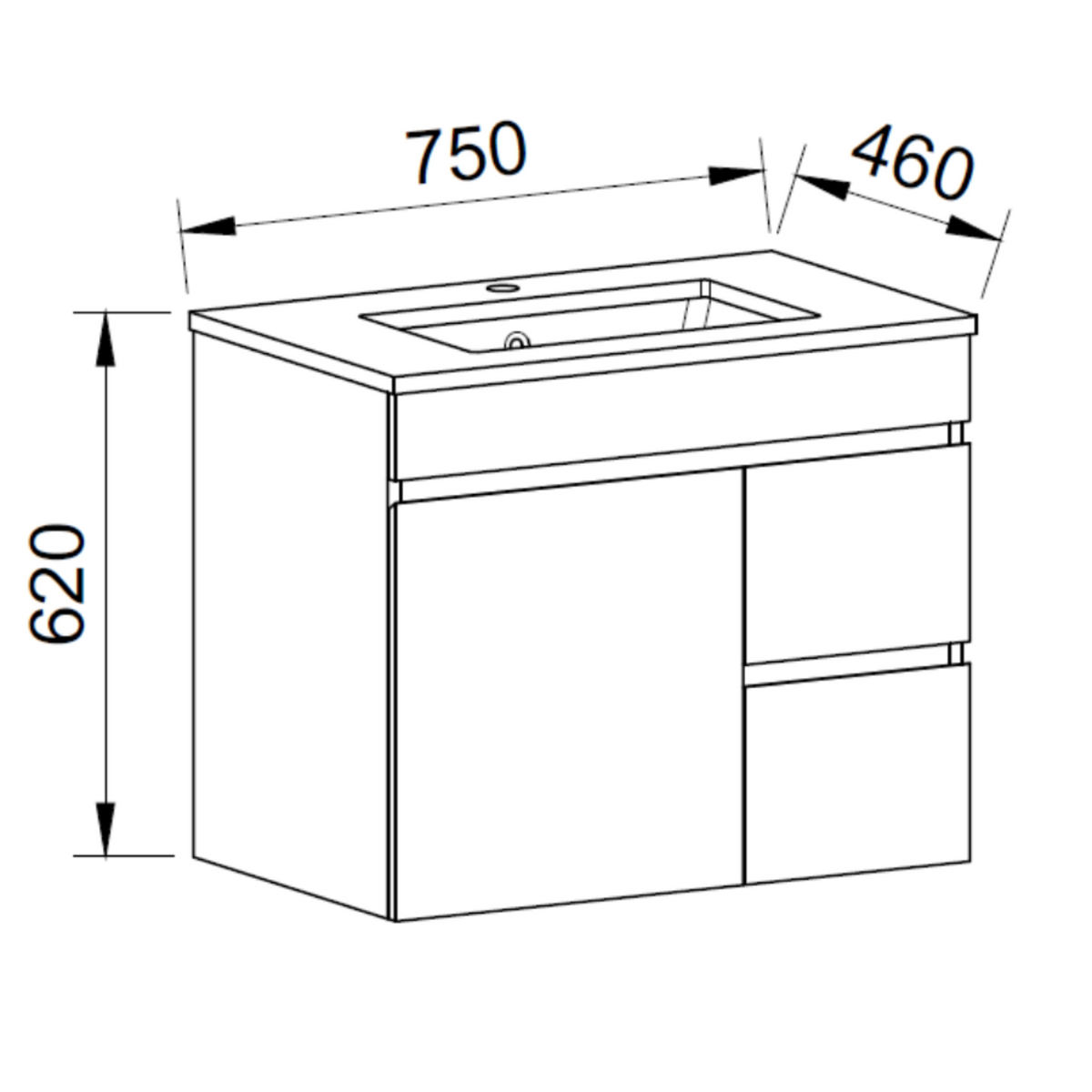 Timberline BARGO Wall Hung Vanity (All Sizes)