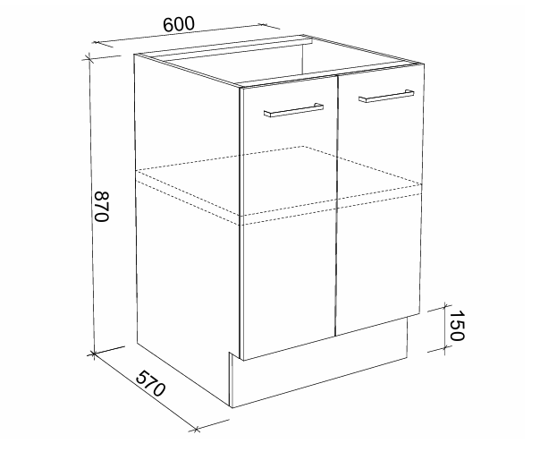 Timberline_Base_Cabinet_600mm_Drawing