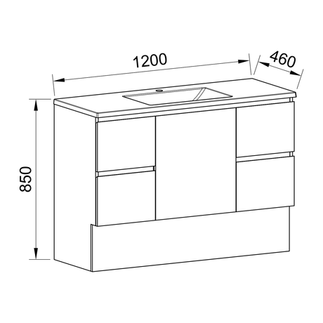 Timberline Carlo Floor Standing Vanity 1200mm