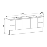 Timberline Carlo Floor Standing Vanity 2100mm Double Bowl