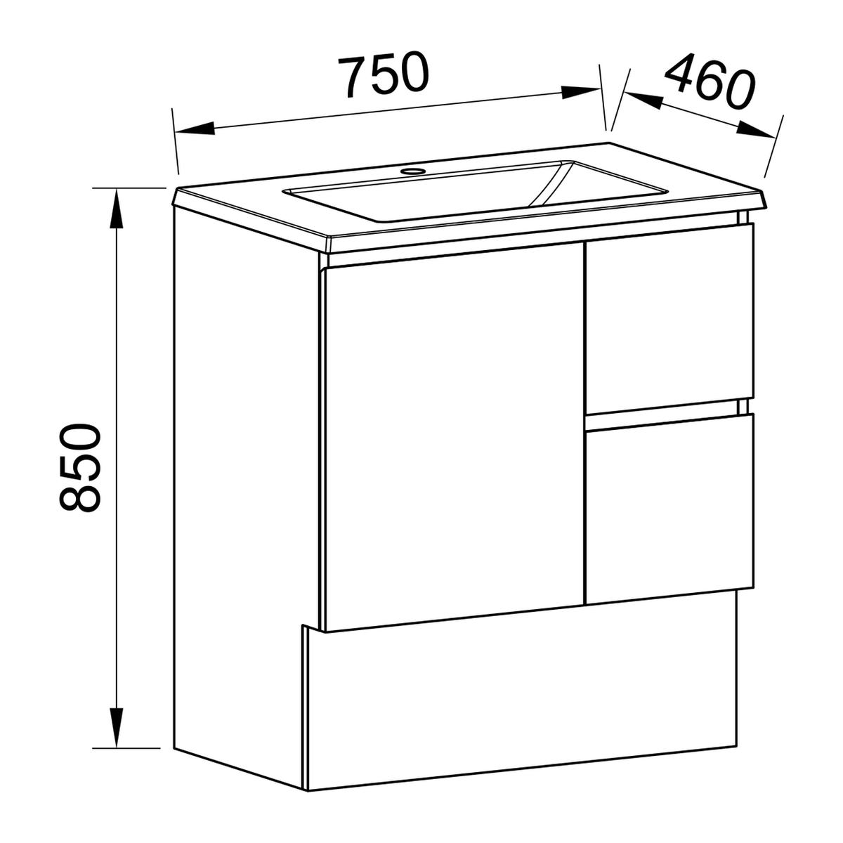 Timberline Carlo Floor Standing Vanity 750mm