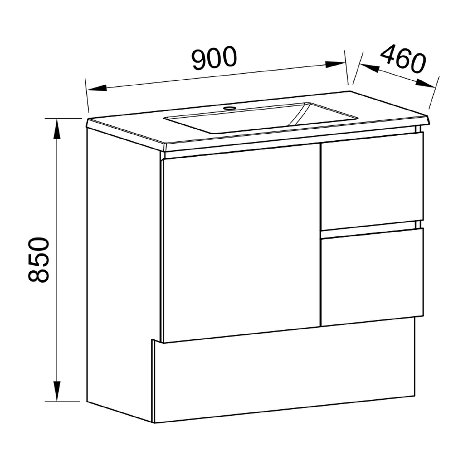 Timberline Carlo Floor Standing Vanity 900mm