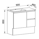 Timberline Carlo Floor Standing Vanity 900mm Offset Bowl