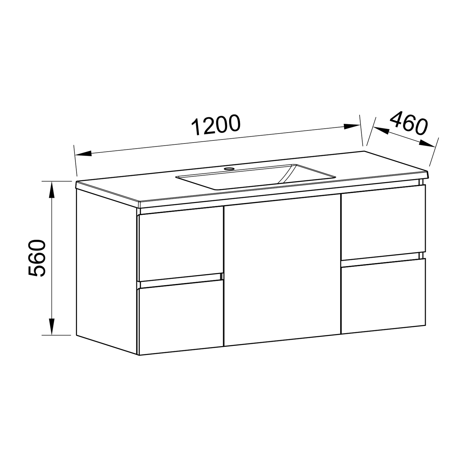 Timberline Carlo Wall Hung Vanity 1200mm