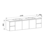 Timberline Carlo Wall Hung Vanity 2100mm Double Bowl