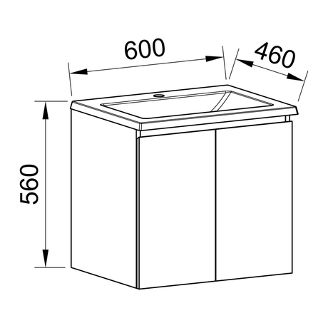 Timberline Carlo Wall Hung Vanity 600mm