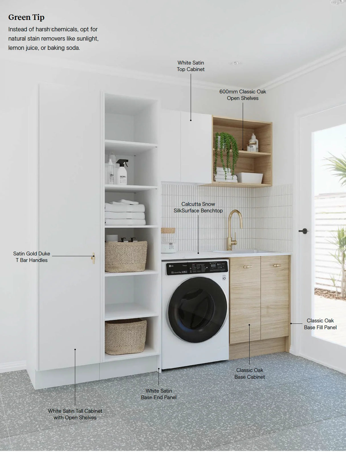 Timberline Custom 2182mm Package with Laundry Base, Tall And Wall Cabinet