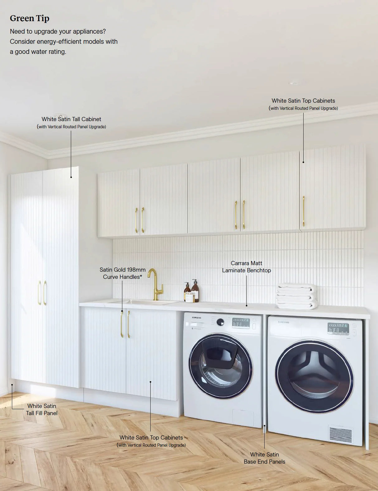Timberline Custom 3032mm Laundry Base, Tall And Wall Cabinet Package
