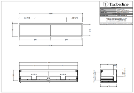 Timberline DELAWARE Wall Hung Vanity 1800