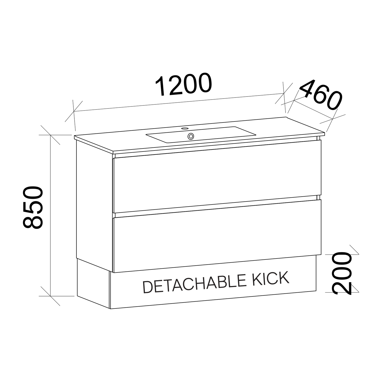 Timberline Elemental Plus Wall Hung / Floor Standing Vanity-MDF-750-900-1200mm