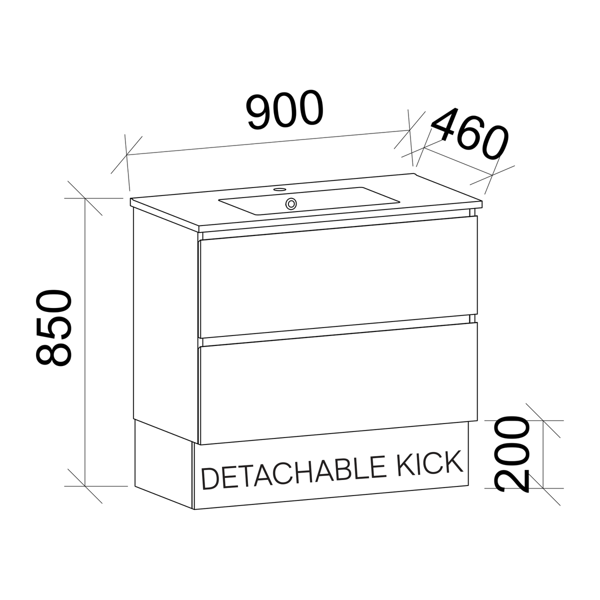 Timberline Elemental Plus Wall Hung / Floor Standing Vanity-MDF-750-900-1200mm