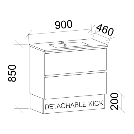Timberline Elemental Plus Wall Hung / Floor Standing Vanity-MDF-750-900-1200mm