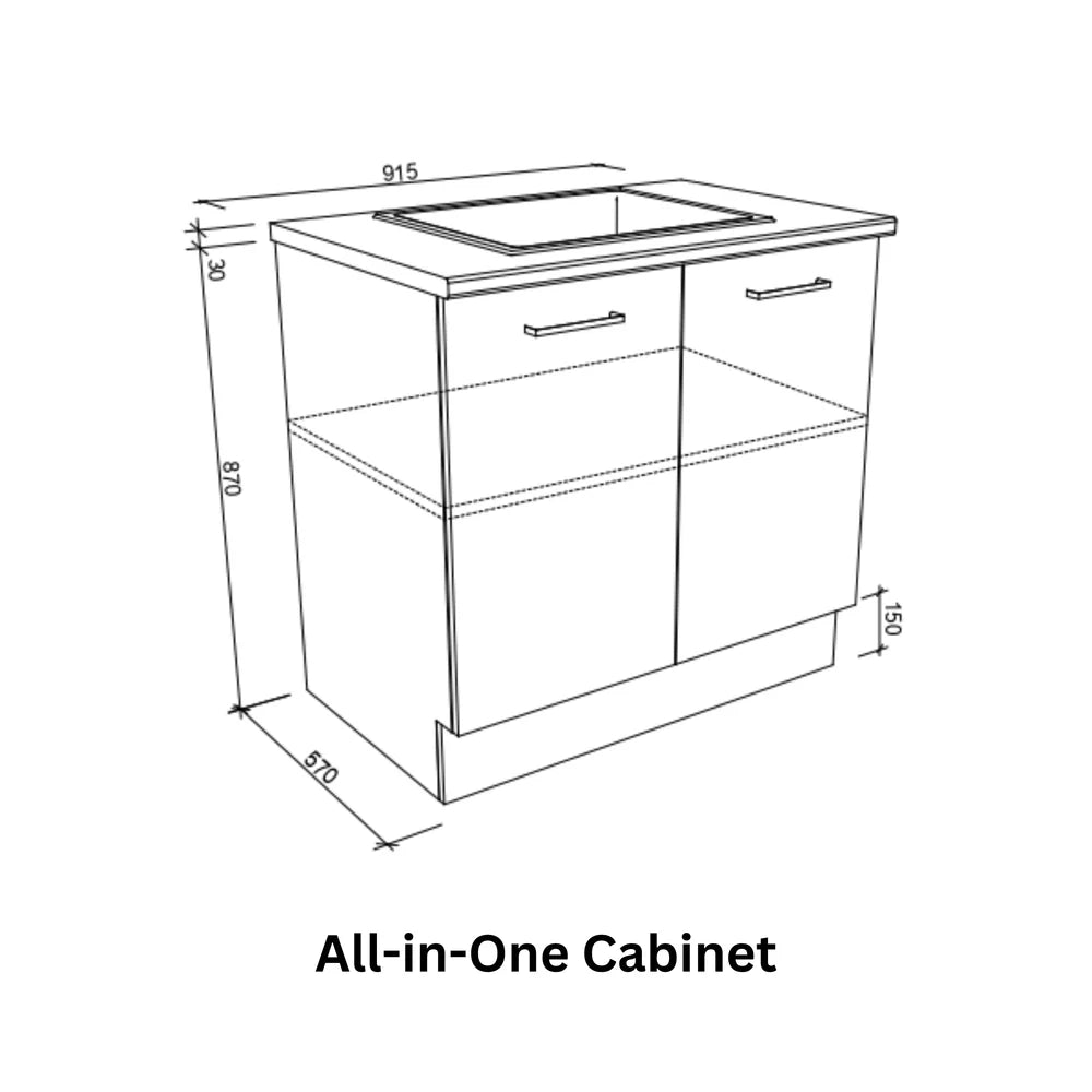 Timberline Custom 915mm Laundry Cabinet With Laminate Top & Sink Package