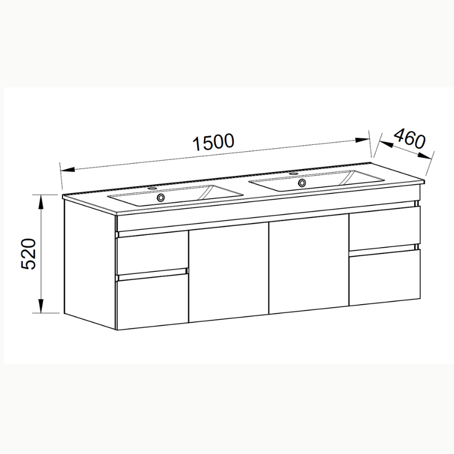 Timberline INDIANA Wall Hung Vanity (All Sizes)