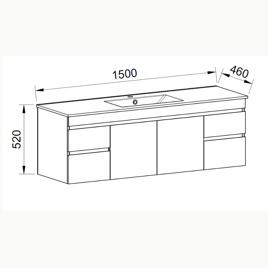 Timberline INDIANA Wall Hung Vanity (All Sizes)