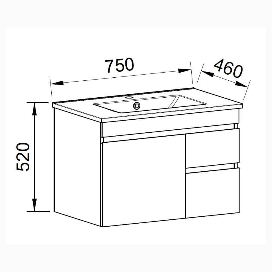 Timberline INDIANA Wall Hung Vanity (All Sizes)